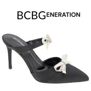 BCBGeneration Bardia Double Bow Satin Stiletto Pumps | Black | Size 11M | NIB